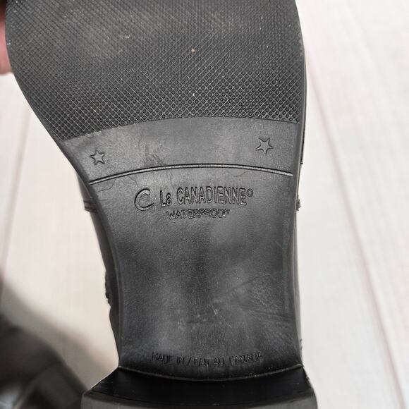 Vintage Y2K Black Leather Biker Chelsea Heeled Calf High Ankle Boots Womens 7.5 - Picture 9 of 13